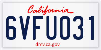 CA license plate 6VFU031