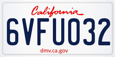 CA license plate 6VFU032