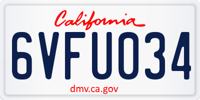 CA license plate 6VFU034