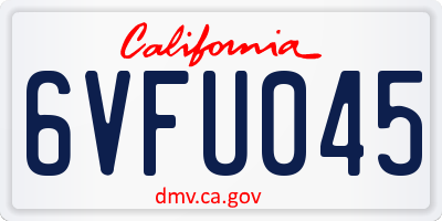 CA license plate 6VFU045