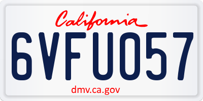 CA license plate 6VFU057
