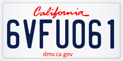 CA license plate 6VFU061
