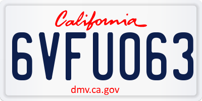 CA license plate 6VFU063