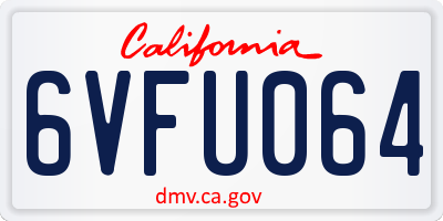 CA license plate 6VFU064