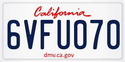 CA license plate 6VFU070