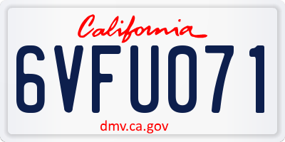 CA license plate 6VFU071