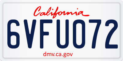 CA license plate 6VFU072