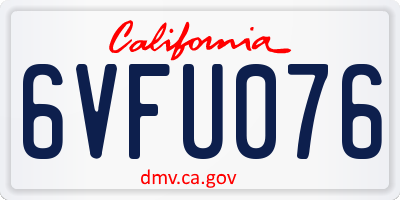 CA license plate 6VFU076