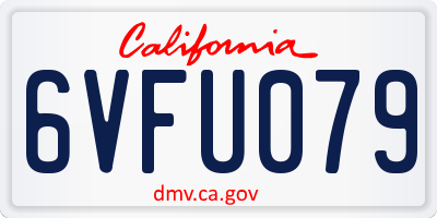 CA license plate 6VFU079