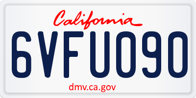 CA license plate 6VFU090