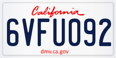 CA license plate 6VFU092