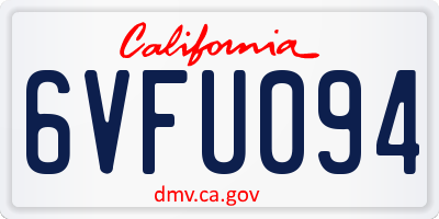 CA license plate 6VFU094
