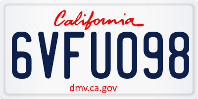CA license plate 6VFU098