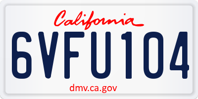 CA license plate 6VFU104
