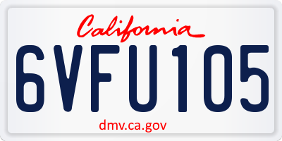 CA license plate 6VFU105