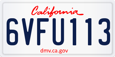 CA license plate 6VFU113