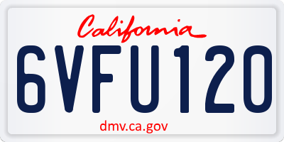 CA license plate 6VFU120