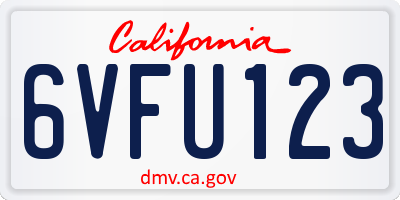 CA license plate 6VFU123