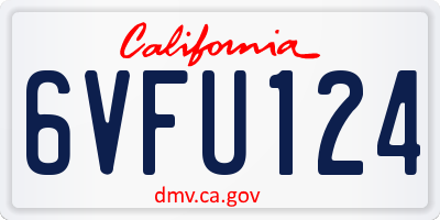 CA license plate 6VFU124