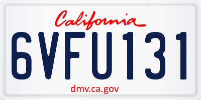 CA license plate 6VFU131