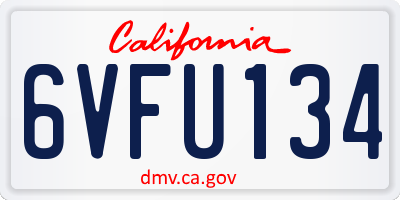 CA license plate 6VFU134