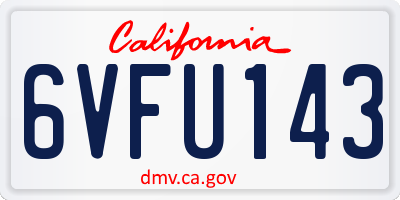 CA license plate 6VFU143
