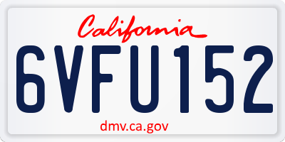 CA license plate 6VFU152