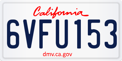 CA license plate 6VFU153