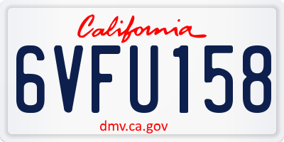 CA license plate 6VFU158