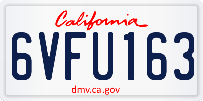 CA license plate 6VFU163