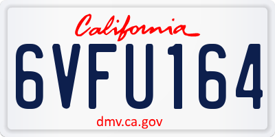 CA license plate 6VFU164