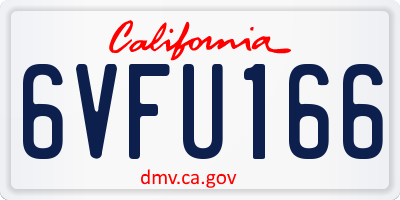 CA license plate 6VFU166