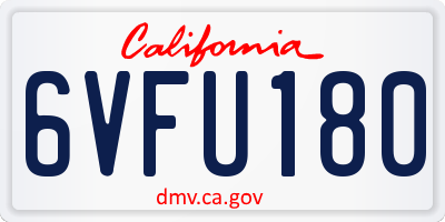 CA license plate 6VFU180