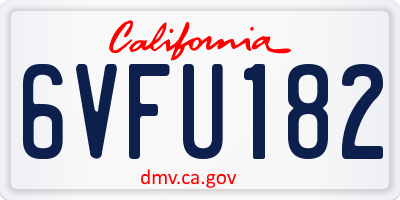 CA license plate 6VFU182