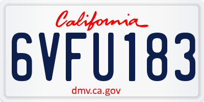 CA license plate 6VFU183