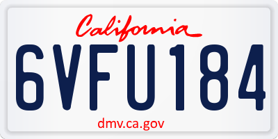 CA license plate 6VFU184