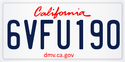 CA license plate 6VFU190