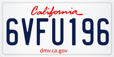 CA license plate 6VFU196