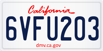 CA license plate 6VFU203