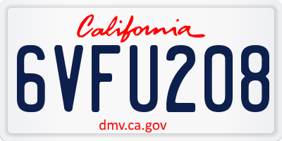 CA license plate 6VFU208