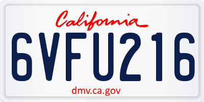 CA license plate 6VFU216