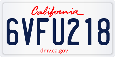 CA license plate 6VFU218