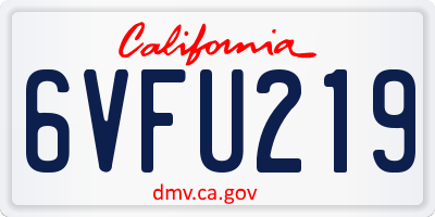 CA license plate 6VFU219