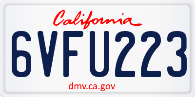 CA license plate 6VFU223