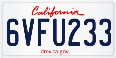 CA license plate 6VFU233