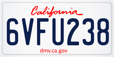 CA license plate 6VFU238