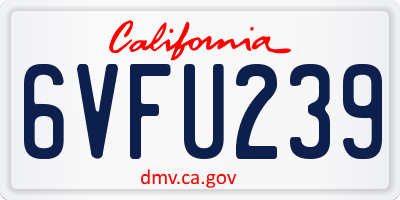 CA license plate 6VFU239