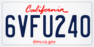 CA license plate 6VFU240
