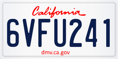 CA license plate 6VFU241