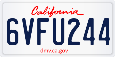 CA license plate 6VFU244